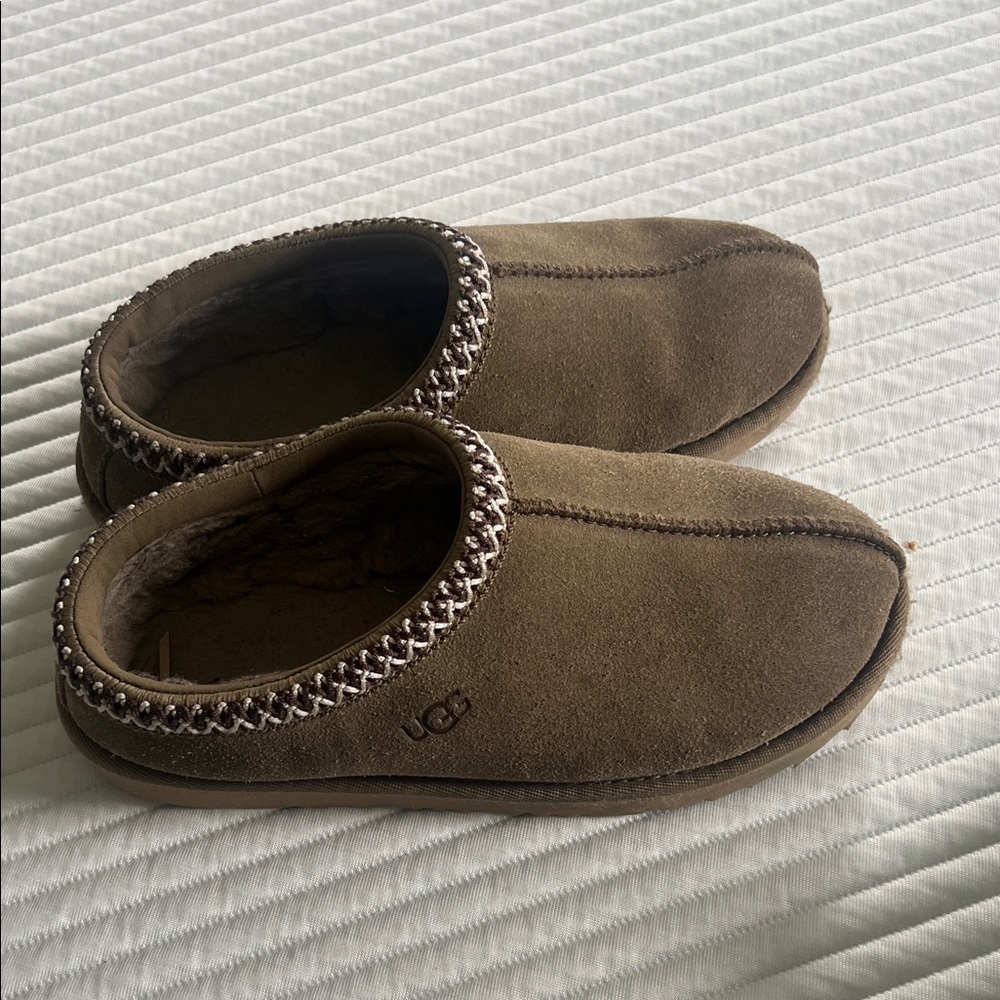 UGG Tasman II Chestnut Suede Shearling-Lined Slip-Ons